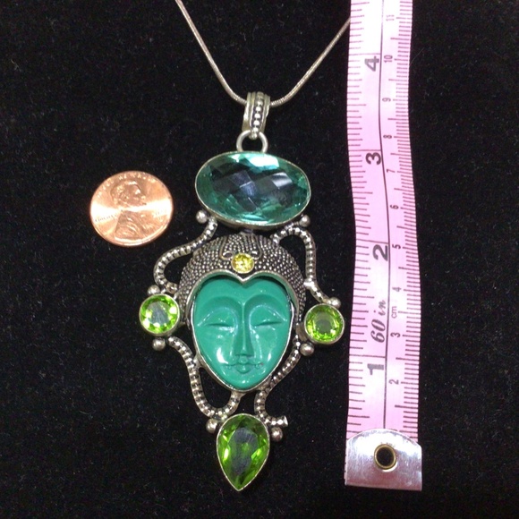 Very unique sterling silver 925 pendant with Peridot and light blue stones - Picture 6 of 6